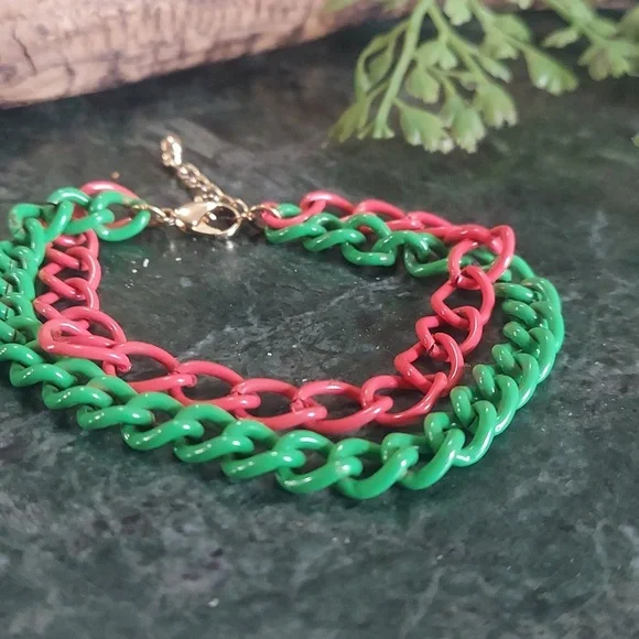 B952 Colorful Double Chain Bracelet - Picture 2 of 6